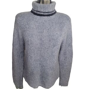 Vintage L'Equipe Blue Mohair Blend Knit Cabincore Turtleneck Sweater S